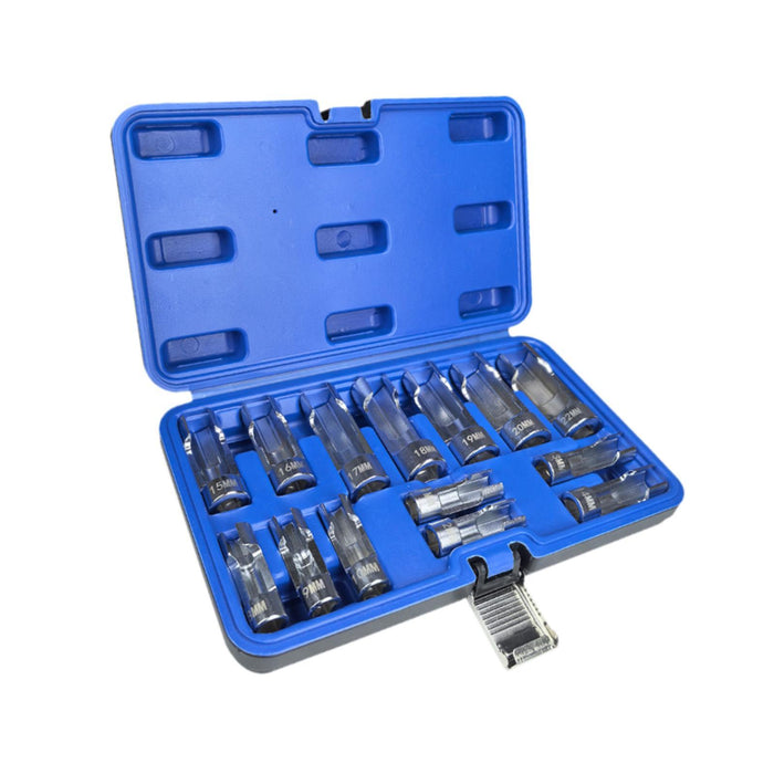 Crofta 14Pcs Oxygens Sensor Socket Set Spanners with Case 8mm-22mm Car Repair Tools