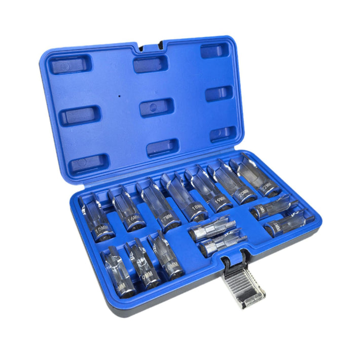 Crofta 14Pcs Oxygens Sensor Socket Set Spanners with Case 8mm-22mm Car Repair Tools