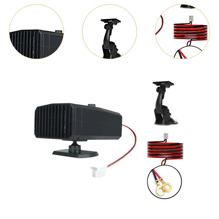 Crofta Electric Car Heater 360Â° Rotatable 48V 60V 72V Windshield Defroster Demister Cable Suction Cup