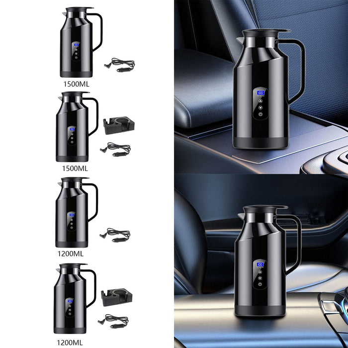 Crofta 12V 24V Car Kettle Electric Boiler Vehicle Travel Kettle for Tea Coffee 1500ml