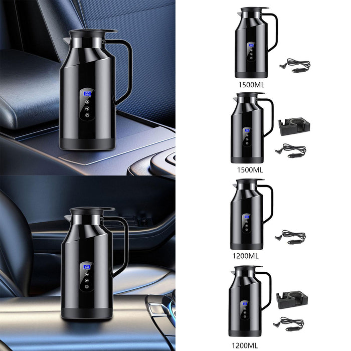 Crofta 12V 24V Car Kettle Electric Boiler Vehicle Travel Kettle for Tea Coffee 1500ml