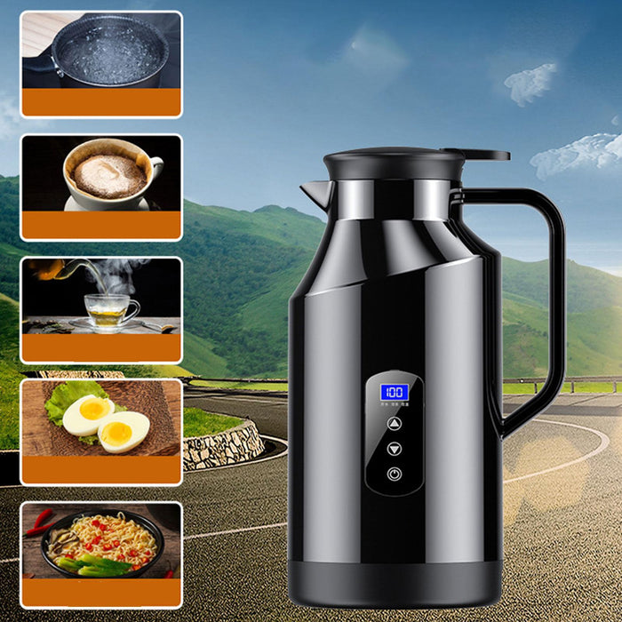 Crofta 12V 24V Car Kettle Electric Boiler Vehicle Travel Kettle for Tea Coffee 1500ml