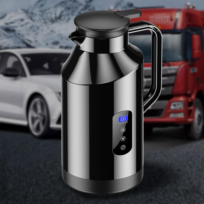 Crofta 12V 24V Car Kettle Electric Boiler Vehicle Travel Kettle for Tea Coffee 1500ml