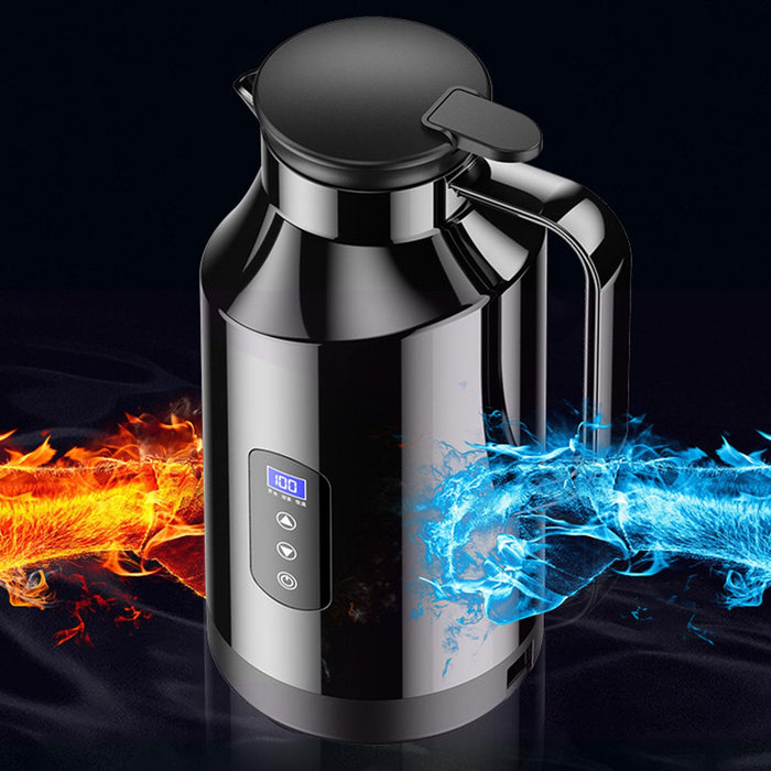 Crofta 12V 24V Car Kettle Electric Boiler Vehicle Travel Kettle for Tea Coffee 1500ml With Base