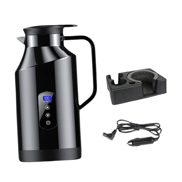 Crofta 12V 24V Car Kettle Electric Boiler Vehicle Travel Kettle for Tea Coffee 1500ml With Base