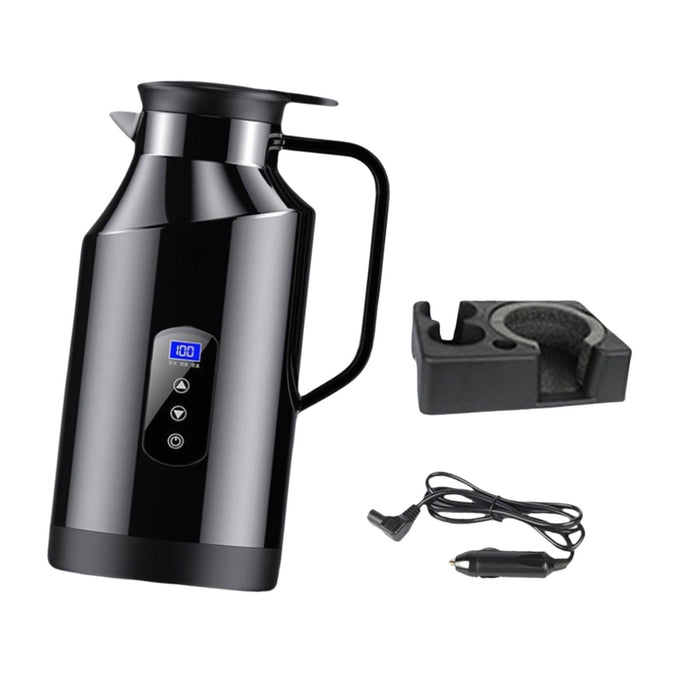 Crofta 12V 24V Car Kettle Electric Boiler Vehicle Travel Kettle for Tea Coffee 1500ml With Base