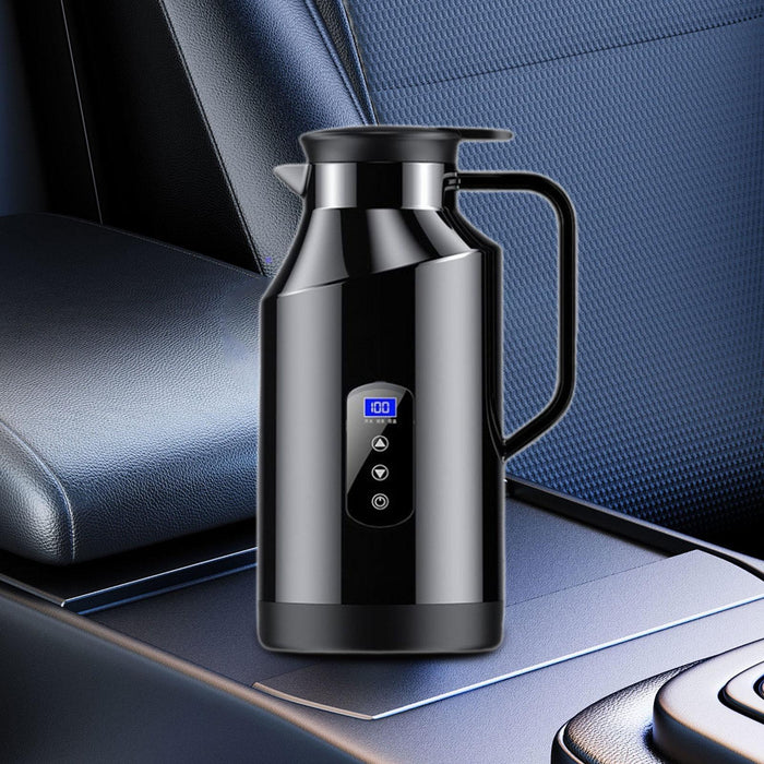 Crofta 12V 24V Car Kettle Electric Boiler Vehicle Travel Kettle for Tea Coffee 1500ml With Base