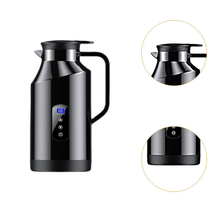 Crofta 12V 24V Car Kettle Electric Boiler Vehicle Travel Kettle for Tea Coffee 1500ml With Base