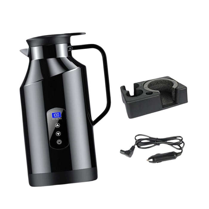 Crofta 12V 24V Car Kettle Electric Boiler Vehicle Travel Kettle for Tea Coffee 1200ml With Base