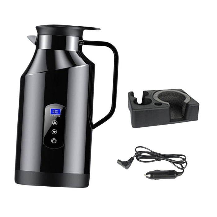 Crofta 12V 24V Car Kettle Electric Boiler Vehicle Travel Kettle for Tea Coffee 1200ml With Base