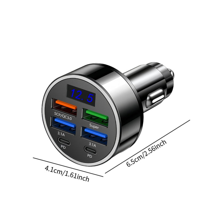 Crofta USB Outlet Car Charger 4 USB+2 PD Digital Display for 12V 24V Off Roads