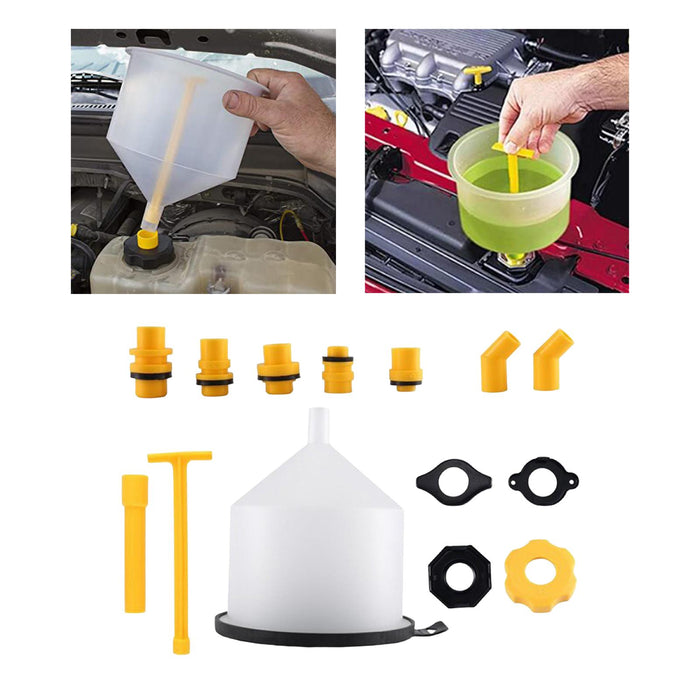 Crofta 15x Generic Car Radiator Coolant Filling Funnel Set Professional Accessories