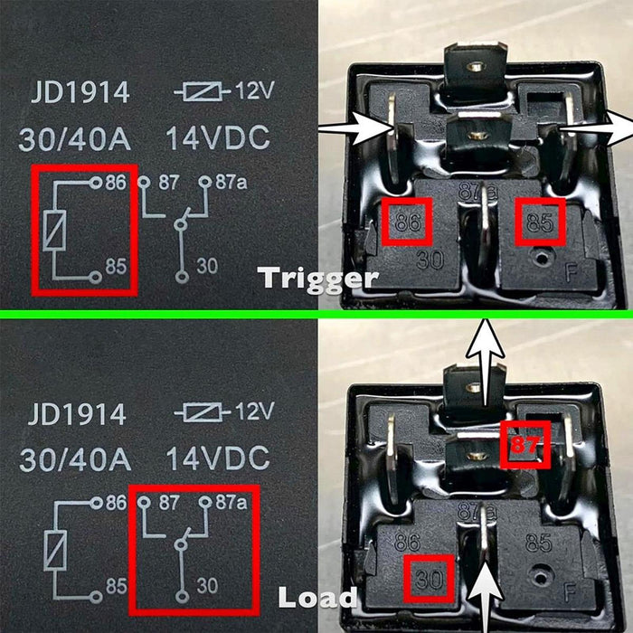 2Pcs Car 5 Pins 30/40A 12V Spdt Relays Kit Spare Parts Relay Harness Sockets