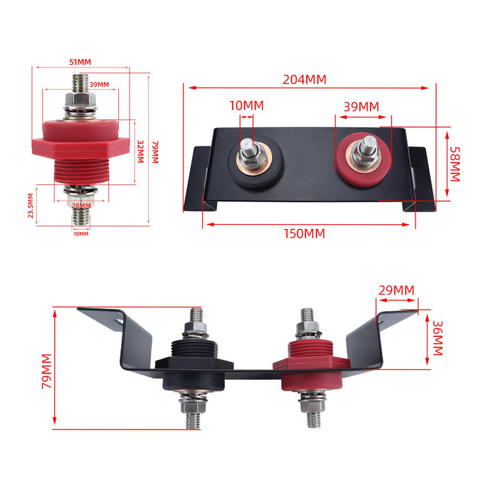 Crofta Battery Jump Post Starter M10 Stud Professional Remote Battery Charging Post Stainless Steel Stud