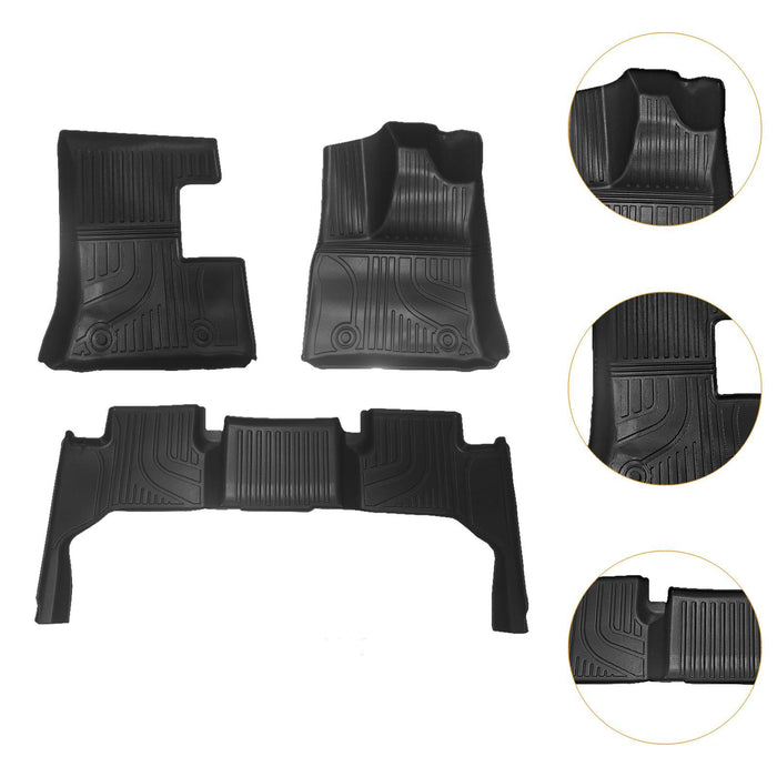 3 Pieces Row Full Set Car Mats Black Full Cover for Toyota Land Cruiser