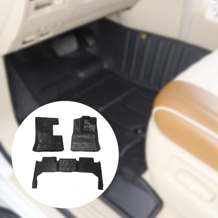 3 Pieces Row Full Set Car Mats Black Full Cover for Toyota Land Cruiser