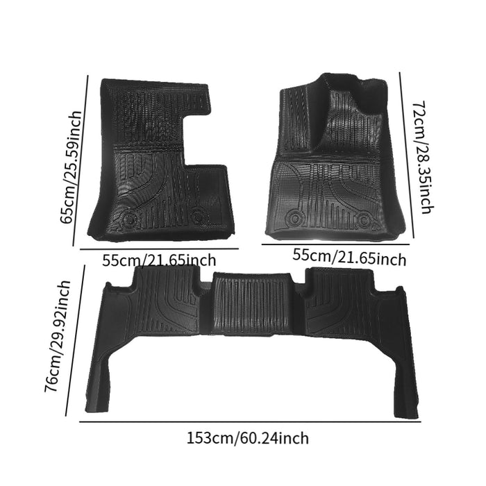 3 Pieces Row Full Set Car Mats Black Full Cover for Toyota Land Cruiser