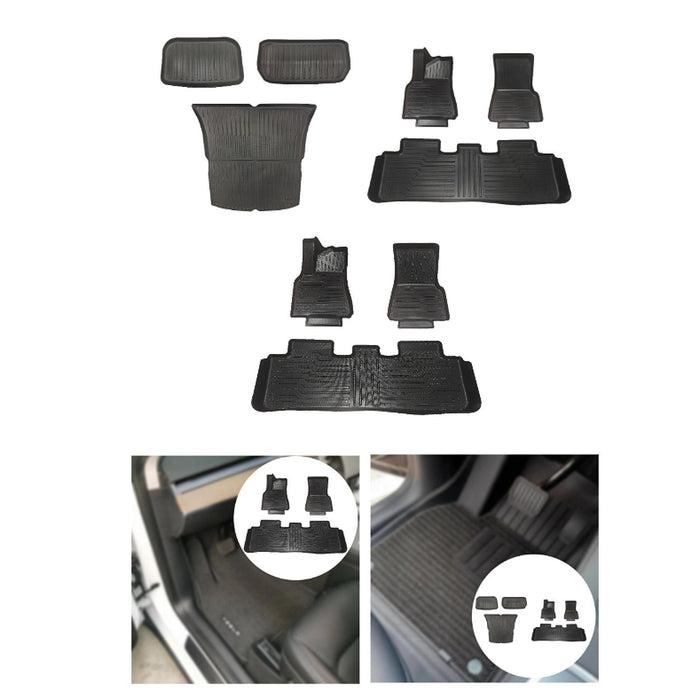 3Pcs Floor Liners Mats Front and Rear for Tesla Model Y 2019-2024