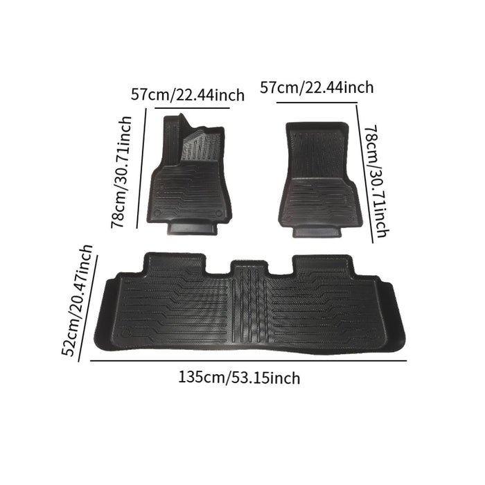 3Pcs Floor Liners Mats Front and Rear for Tesla Model Y 2019-2024