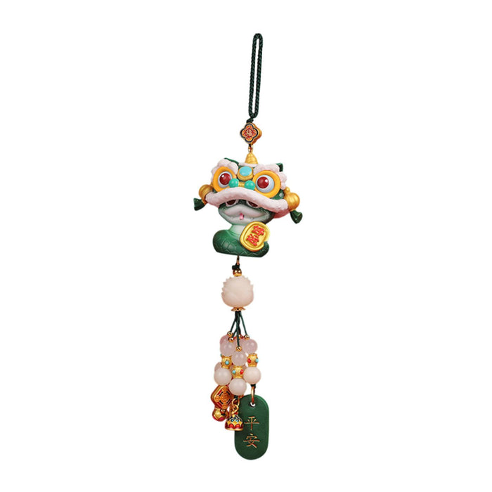 Crofta Year of The Snake Car Ornament 2025 Chinese Lunar New Year Hanging Ornament Green Beads