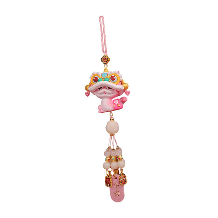 Crofta Year of The Snake Car Ornament 2025 Chinese Lunar New Year Hanging Ornament Pink Beads