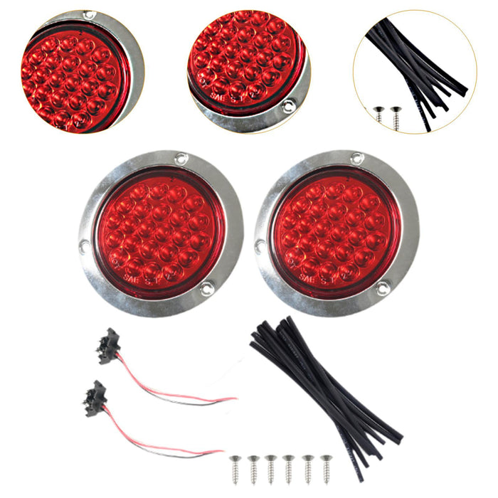 2x LED Trailer Tail Lights Replaces 12V 4.8W Premium Round Stop Brake Lights