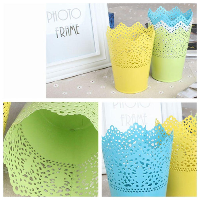 Crofta 2Pieces Metal Cut Out Plant Flower Vase Pen Pencil Make up Brush Storage Organize Holder