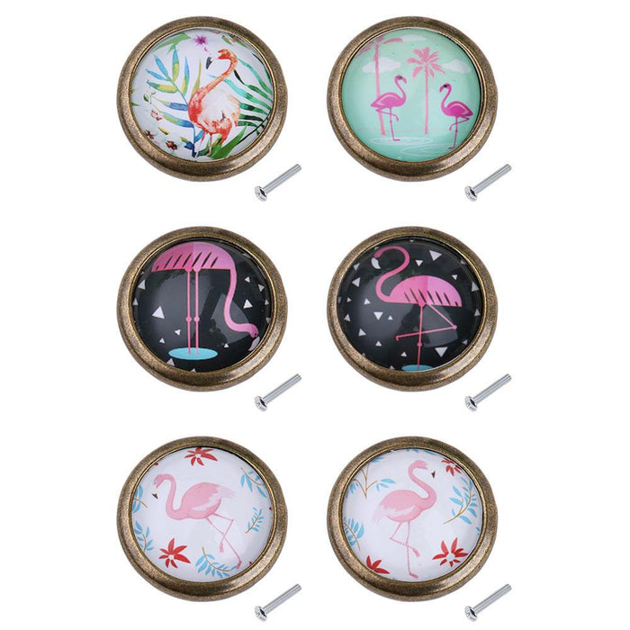 Crofta 2 Piece Chic Flamingo Handles Door Dresser Drawer Cabinet Cupboard Pull Knob for Home Decoration DIY, Mini