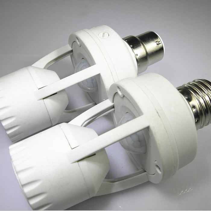 Crofta 2 Piece Infrared Motion Sensor Detector Lamp Bulb Holder LED Light Bulb Stand Base Socket E27