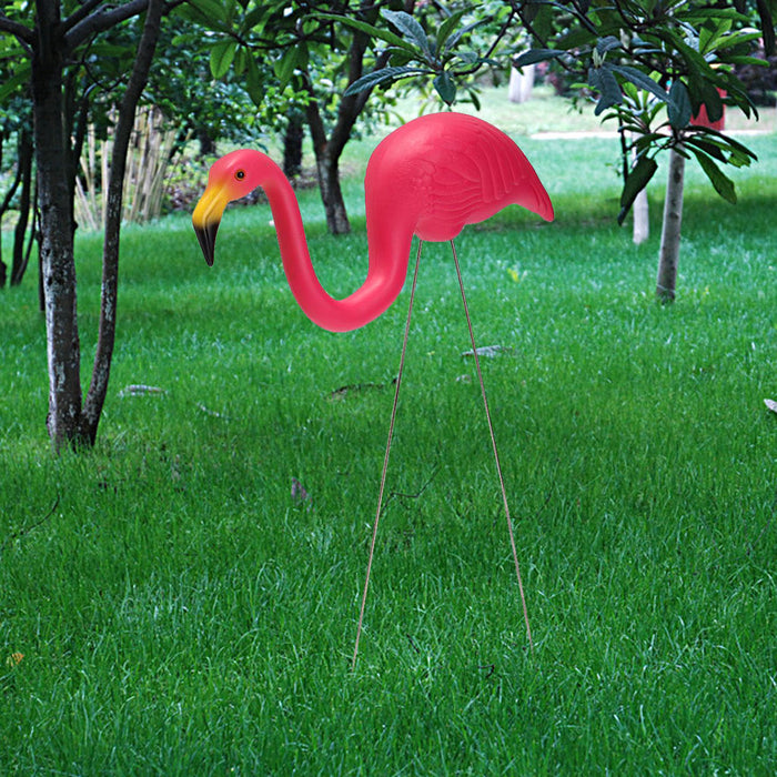 Crofta 2 Piece Looking Up and Down Flamingo Plastic Yard Garden Ornaments Props Pink