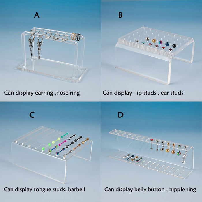 Crofta Earring Holder Stand Portable Transparent Shelf for Tongue Nails Retail Show B