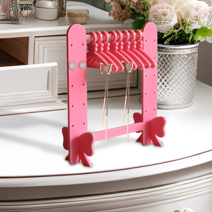 Crofta Earring Holder Stand Storage Acrylic Jewelry Display Stand Jewelry Organizer Pink