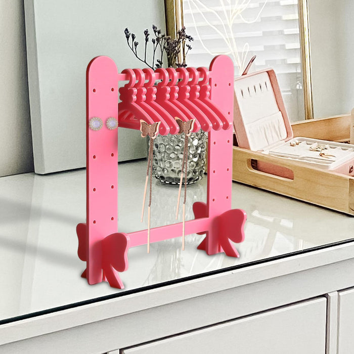 Crofta Earring Holder Stand Storage Acrylic Jewelry Display Stand Jewelry Organizer Pink