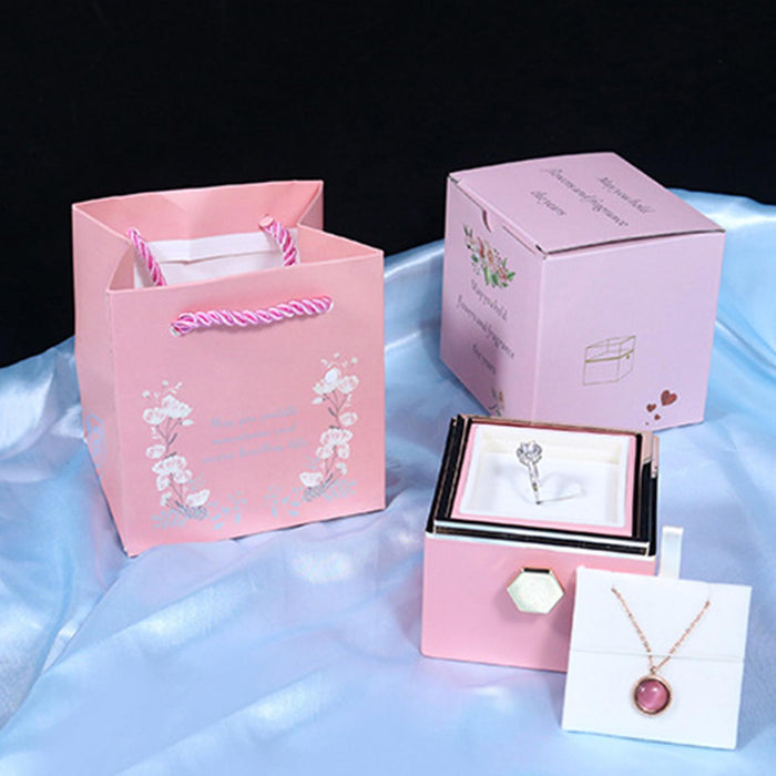 Crofta Jewelry Rose Gift Box Jewelry Storage Box for Mother's Day Ceremony Birthday Red