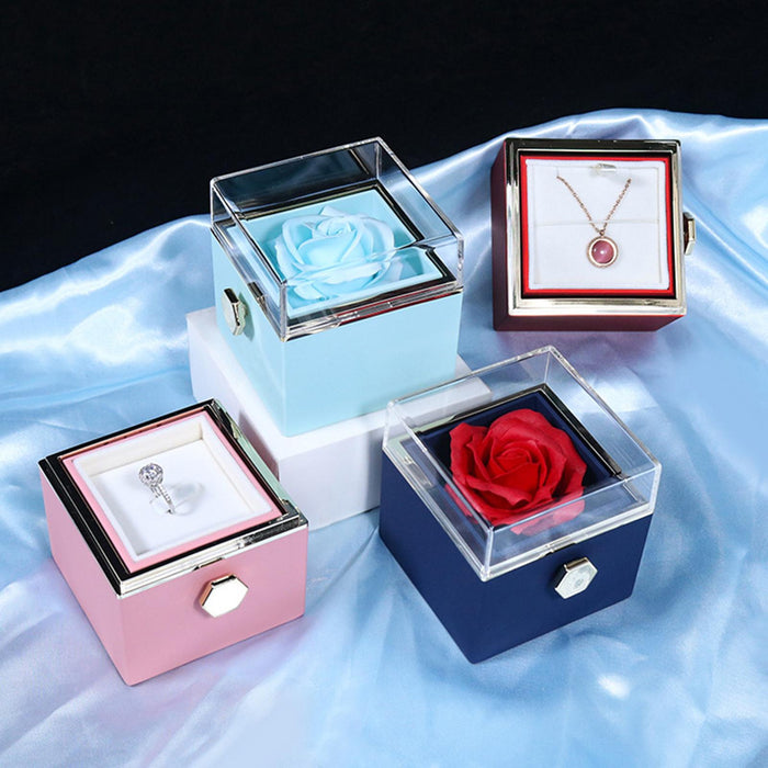 Crofta Jewelry Rose Gift Box Jewelry Storage Box for Mother's Day Ceremony Birthday Red