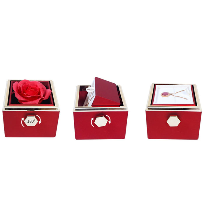 Crofta Jewelry Rose Gift Box Jewelry Storage Box for Mother's Day Ceremony Birthday Red