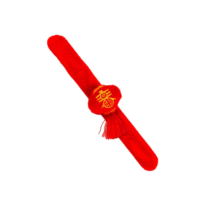 Crofta Plush Slap Bracelet Chinese New Year Red Clapping Circle Bracelet for Adults Style A