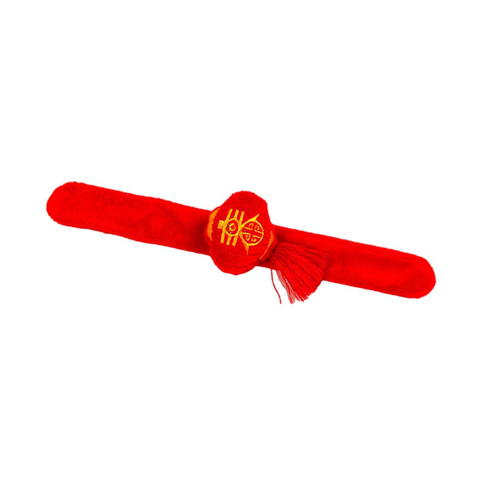 Crofta Plush Slap Bracelet Chinese New Year Red Clapping Circle Bracelet for Adults Style A