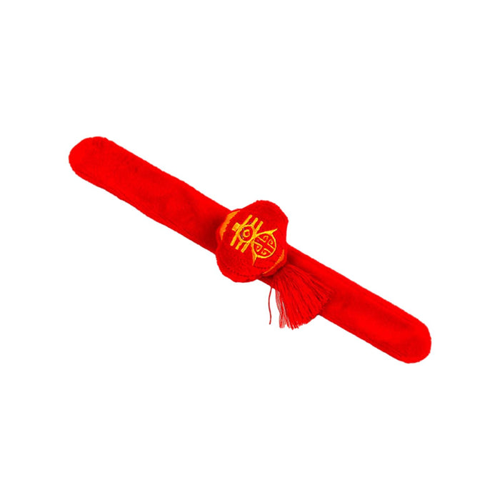 Crofta Plush Slap Bracelet Chinese New Year Red Clapping Circle Bracelet for Adults Style A