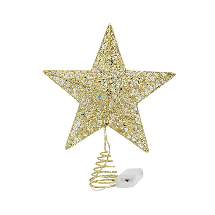 Crofta Xmas Tree Top Star Tree Ornaments Beautiful Creative Tree Top Light for Party Gold 30cmx33cm