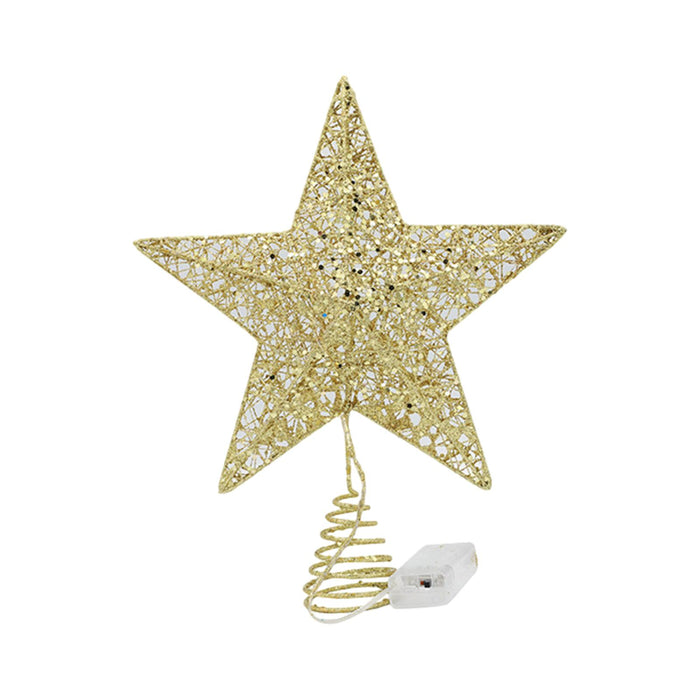 Crofta Xmas Tree Top Star Tree Ornaments Beautiful Creative Tree Top Light for Party Gold 30cmx33cm