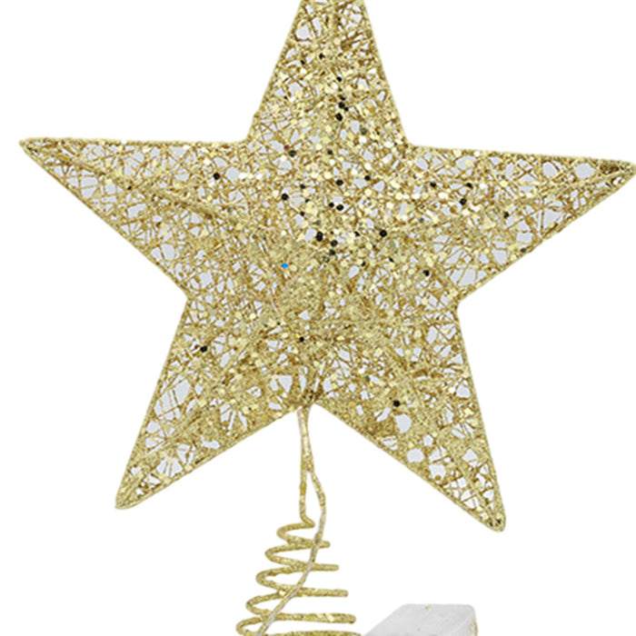 Crofta Xmas Tree Top Star Tree Ornaments Beautiful Creative Tree Top Light for Party Gold 30cmx33cm