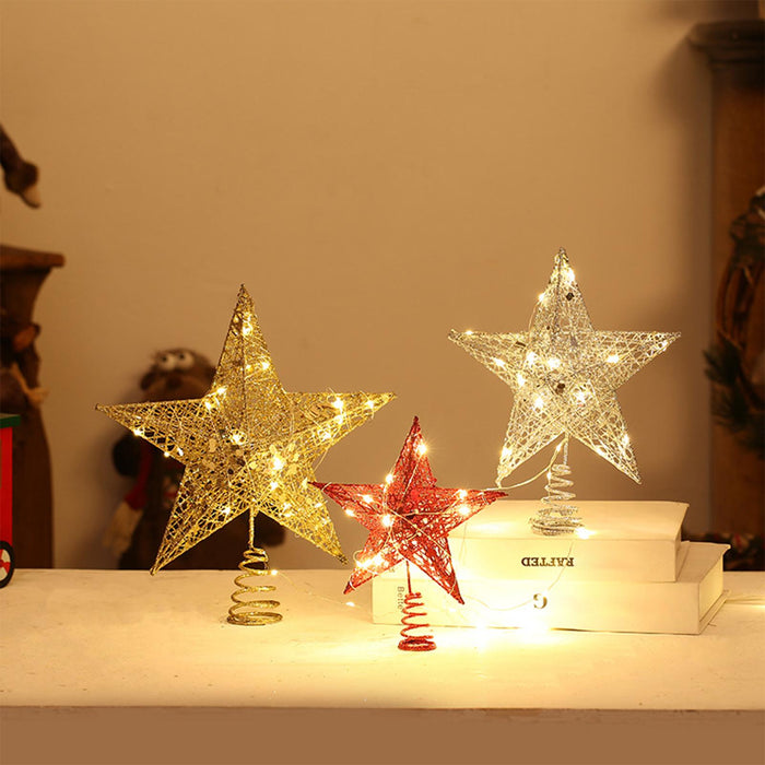 Crofta Xmas Tree Top Star Tree Ornaments Beautiful Creative Tree Top Light for Party Gold 30cmx33cm