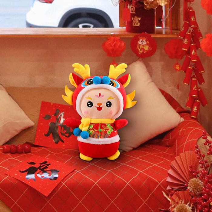 Crofta Chinese New Year Dragon Doll Dragon Figure for Holiday Restaurant Study Room 30cmx23cm