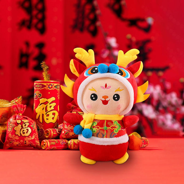 Crofta Chinese New Year Dragon Doll Dragon Figure for Holiday Restaurant Study Room 30cmx23cm