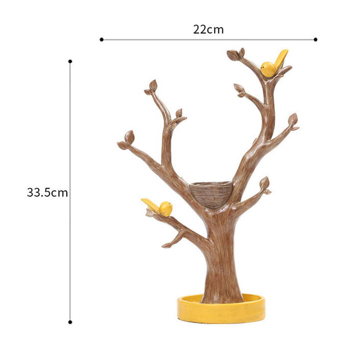 Crofta Tree Shaped Jewelry Key Storage Rack Ring Earrings Holder for Dressing Table Yellow Base