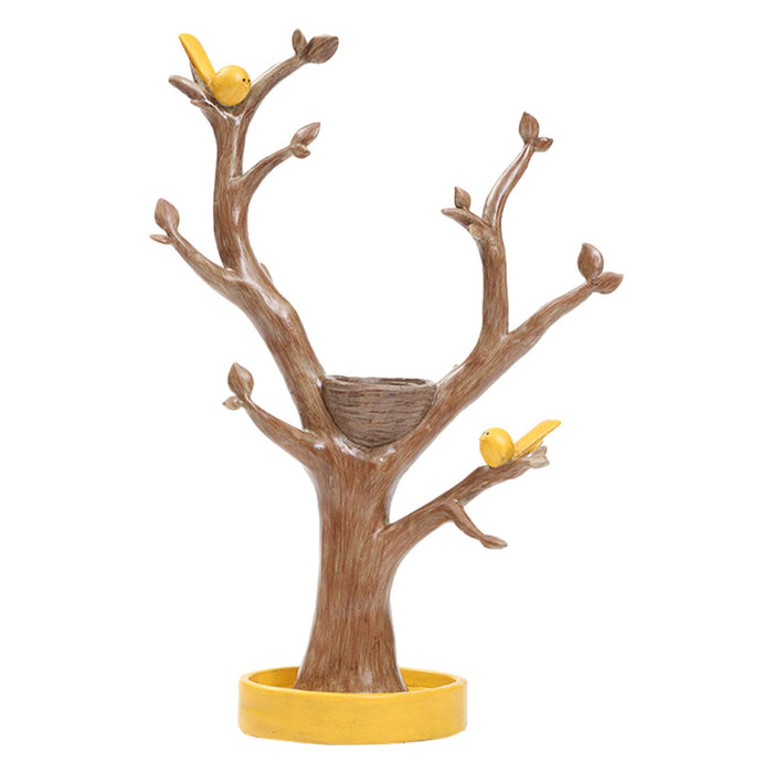 Crofta Tree Shaped Jewelry Key Storage Rack Ring Earrings Holder for Dressing Table Yellow Base