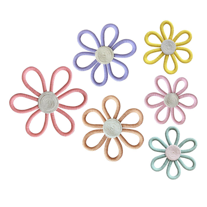 Crofta Woven Daisy Flowers Wall Decoration Chic Handmade for Indoor Nursery Bedroom