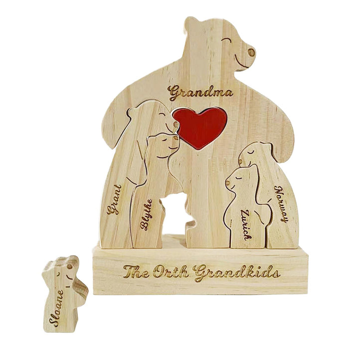 Crofta Bear Family Wood Puzzle Unique DIY Toy Bear Family Ornament Thoughtful Gifts