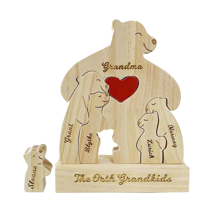 Crofta Bear Family Wood Puzzle Unique DIY Toy Bear Family Ornament Thoughtful Gifts